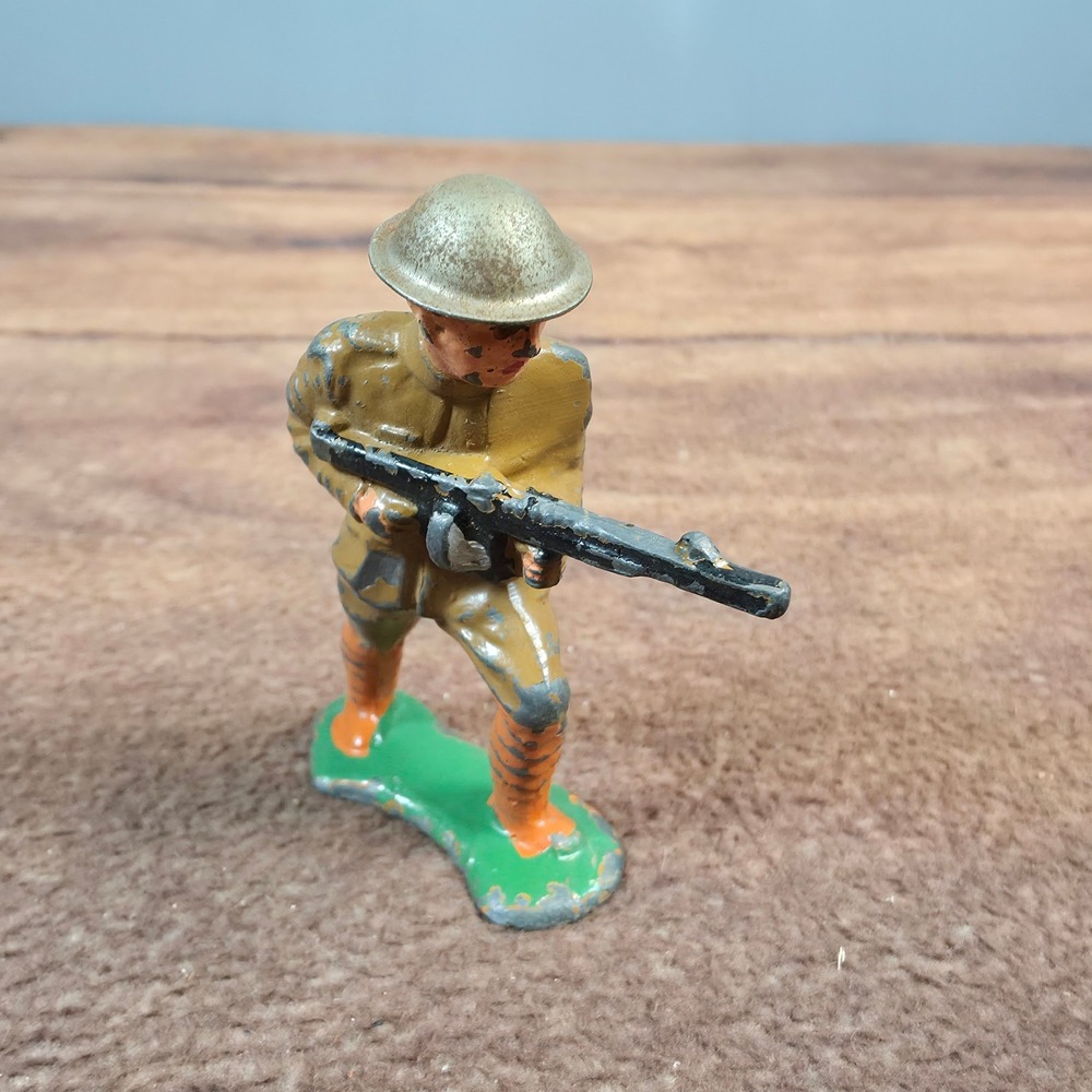 Vintage Barclay Lead Toy Soldiers Set 5pc Green Brown Hand Painted WWII - Picture 5 of 16